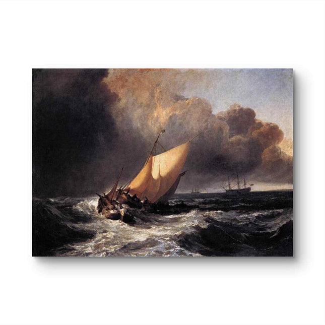 "William Turner's 'Storm-Tossed Sailboat in Churning Seas' - Hand-Painted Oil Painting Reproduction"