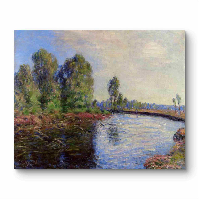 "Alfred Sisley's 'Riverside Tranquility' - Hand-Painted Impressionist Oil Painting Reproduction"