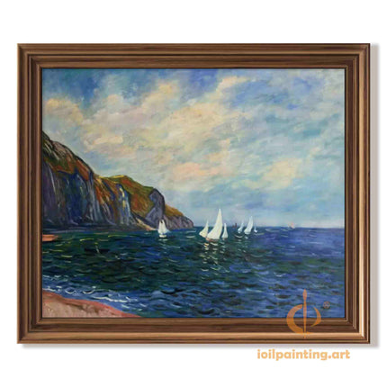 "Claude Monet Inspired 'Coastal Breeze and White Sails' - Premium Hand-Painted Oil Reproduction on Canvas"