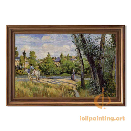 "Camille Pissarro's 'Riders and Walkers in Countryside' - Hand-Painted Impressionist Oil Painting Reproduction"