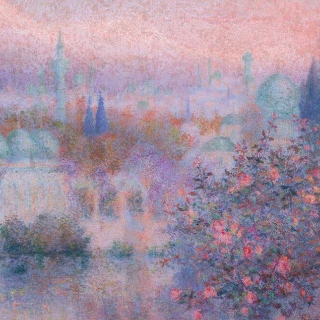 "Romantic Cityscape at Dusk - Premium Hand-Painted Impressionist Oil Reproduction on Canvas"