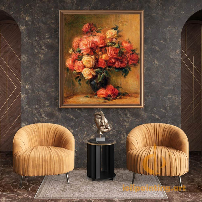 "Pierre-Auguste Renoir's 'Roses in Bloom' - Premium Hand-Painted Oil Painting Reproduction"