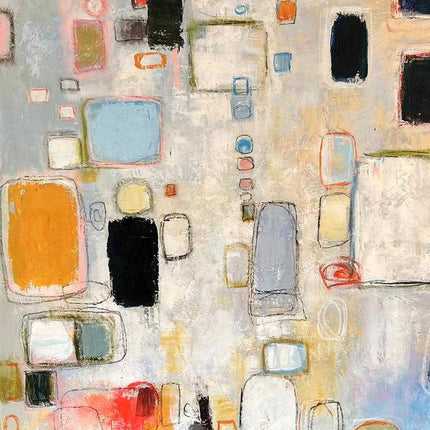 "Modern Abstract Geometric Oil Painting Reproduction – Vibrant Contemporary Wall Art"