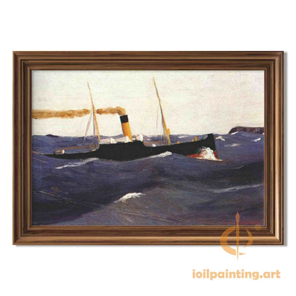 "Edward Hopper's 'Majestic Steamship at Sea' - Hand-Painted Oil Painting Reproduction"