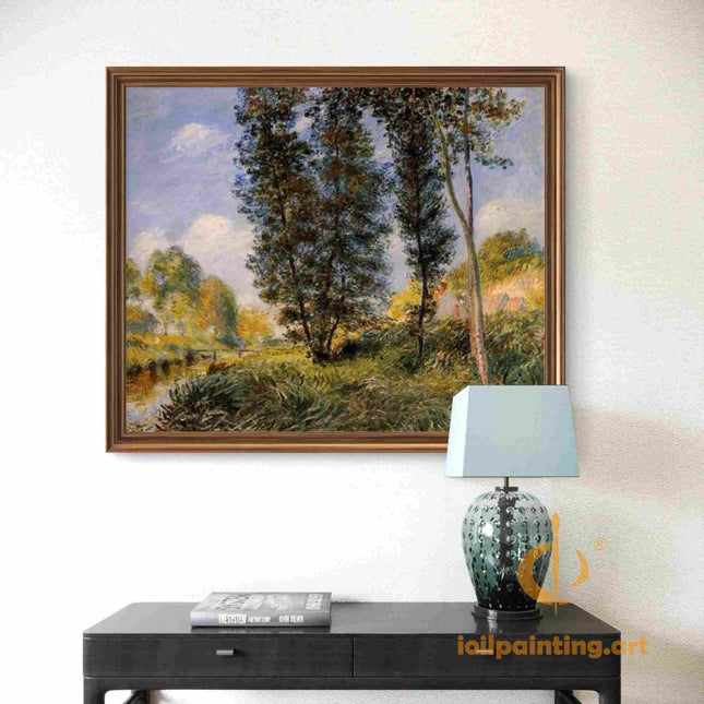 "Alfred Sisley's 'Tranquil Woodland' - Hand-Painted Impressionist Oil Painting Reproduction"
