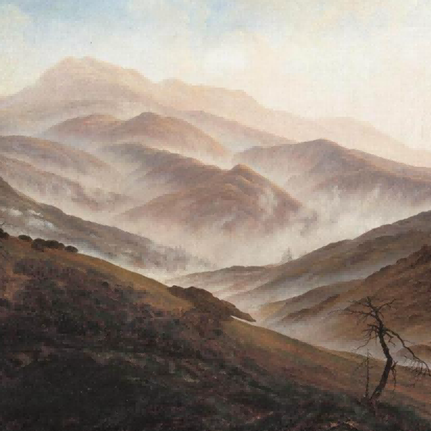 "Caspar David Friedrich's 'Mountain Solitude' - Hand-Painted Romantic Oil Painting Reproduction"