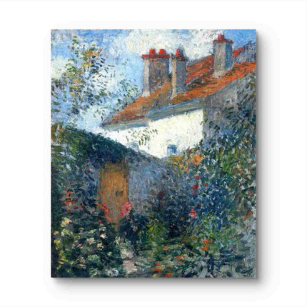 "Camille Pissarro's 'Serene Country House in Bloom' - Hand-Painted Oil Painting Reproduction"