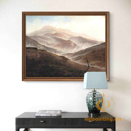 "Caspar David Friedrich's 'Mountain Solitude' - Hand-Painted Romantic Oil Painting Reproduction"