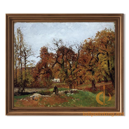 "Camille Pissarro's 'Autumn Landscape with Figure' - Hand-Painted Impressionist Oil Painting Reproduction"