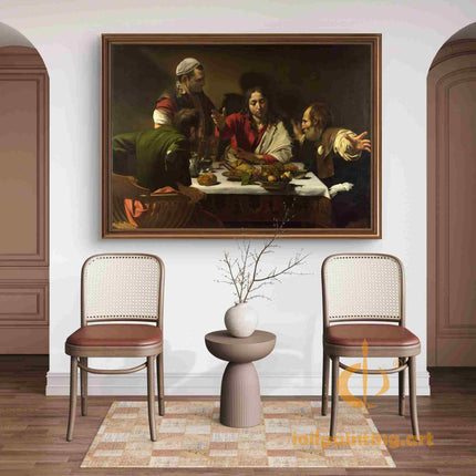 "Caravaggio's 'Supper at Emmaus' - Hand-Painted Baroque Oil Painting Reproduction"