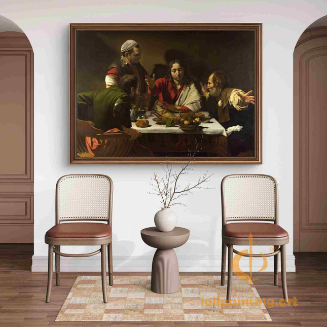 "Caravaggio's 'Supper at Emmaus' - Hand-Painted Baroque Oil Painting Reproduction"