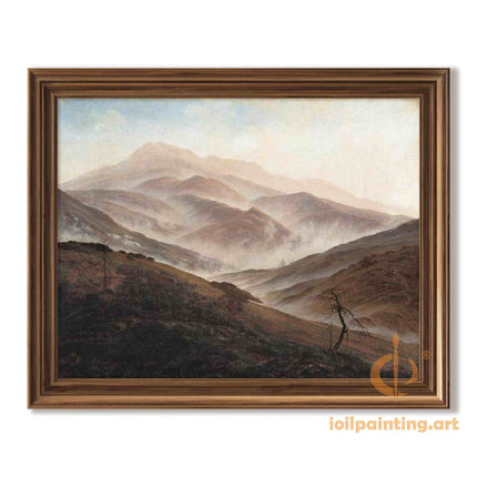 "Caspar David Friedrich's 'Mountain Solitude' - Hand-Painted Romantic Oil Painting Reproduction"