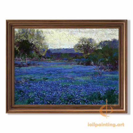 "Julian Onderdonk's 'Blue Flower Meadow at Dusk' Oil Painting Reproduction on Canvas"