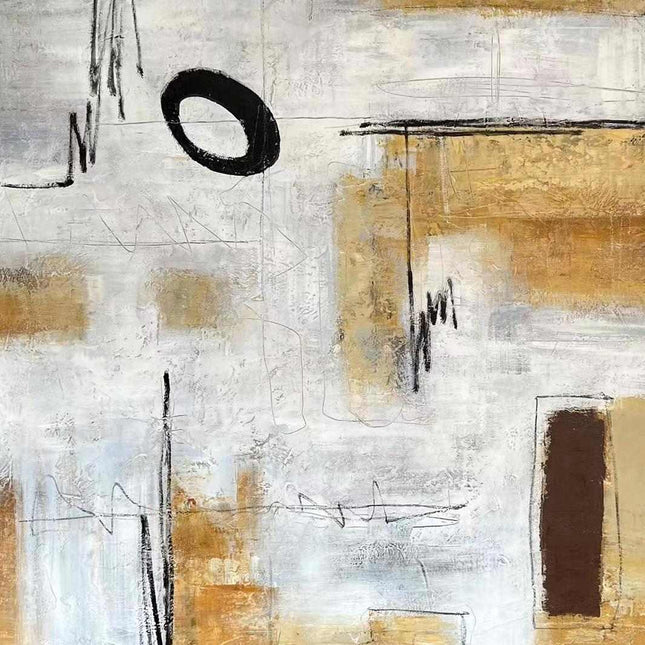 "Minimalist Abstract Oil Painting Reproduction – Modern Geometric Wall Art with Bold Contrast"