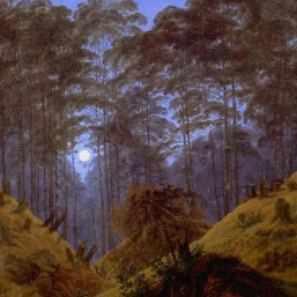 "Caspar David Friedrich's 'Moonlit Pine Forest' - Hand-Painted Romantic Oil Painting Reproduction"