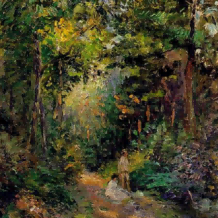 "Camille Pissarro's 'Sunlit Forest Path' - Hand-Painted Impressionist Oil Painting Reproduction"