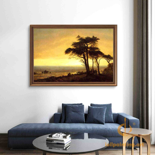 "Ivan Aivazovsky's 'Sunset by the Sea' - Hand-Painted Romantic Oil Painting Reproduction"