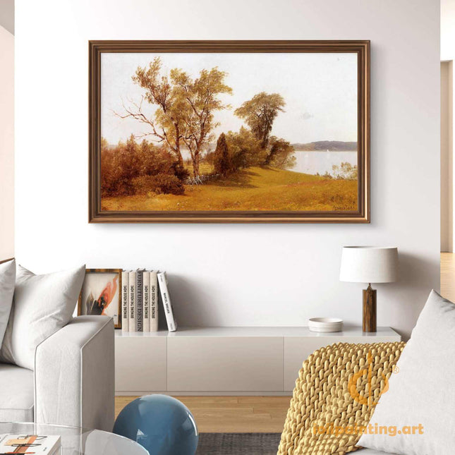 "Albert BIerstadt's 'Golden Autumn Landscape' - Hand-Painted Oil Painting Reproduction"