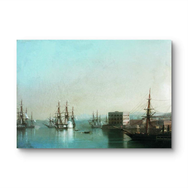 "Ivan Aivazovsky's 'Port of Hanover Harbor Scene' - Hand-Painted Oil Painting Reproduction"