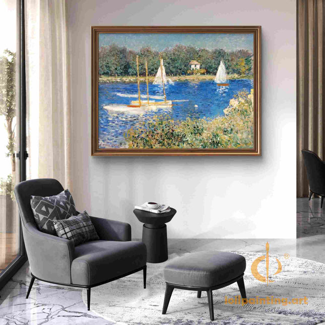 "Claude Monet's 'Tranquil Sailboats at Sunset' - Hand-Painted Oil Painting Reproduction"