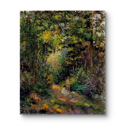 "Camille Pissarro's 'Sunlit Forest Path' - Hand-Painted Impressionist Oil Painting Reproduction"