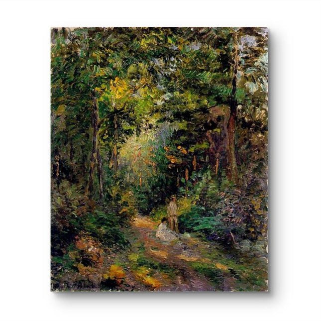 "Camille Pissarro's 'Sunlit Forest Path' - Hand-Painted Impressionist Oil Painting Reproduction"