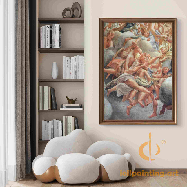 "Raphael's 'Sistine Madonna Cherubs' - Hand-Painted Renaissance Oil Painting Reproduction"