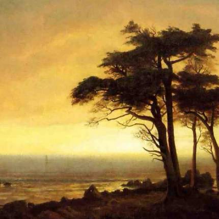 "Ivan Aivazovsky's 'Sunset by the Sea' - Hand-Painted Romantic Oil Painting Reproduction"