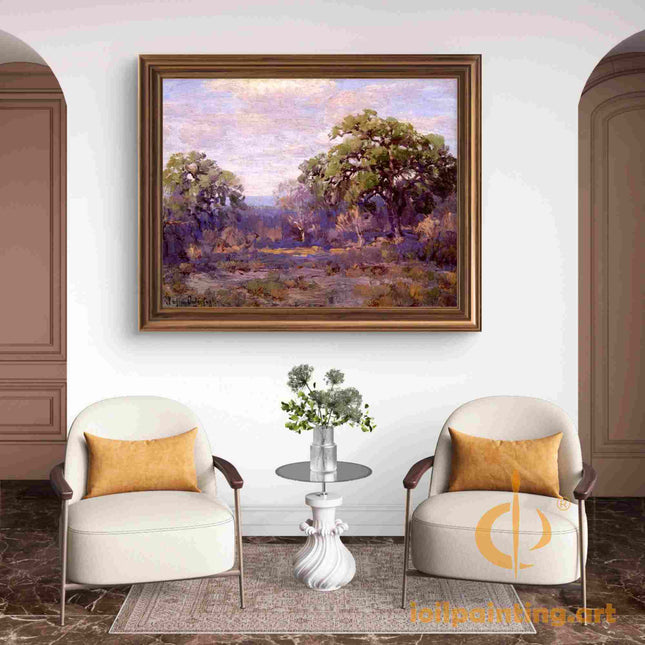 "Julian Onderdonk's 'Serene Oak Grove' Oil Painting Reproduction - Majestic Trees Landscape on Canvas"