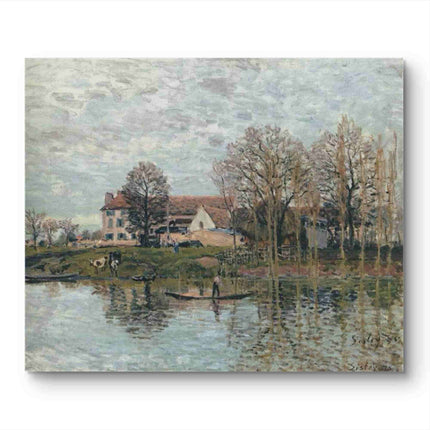 "Alfred Sisley's 'Riverside Pastoral' - Hand-Painted Impressionist Oil Painting Reproduction"
