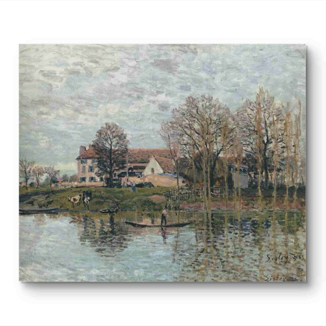 "Alfred Sisley's 'Riverside Pastoral' - Hand-Painted Impressionist Oil Painting Reproduction"