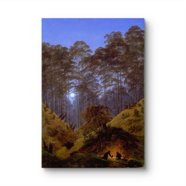 "Caspar David Friedrich's 'Moonlit Pine Forest' - Hand-Painted Romantic Oil Painting Reproduction"