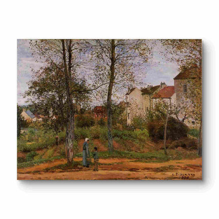 "Camille Pissarro's 'Mother and Child in Sunlit Orchard' - Hand-Painted Impressionist Oil Painting Reproduction"