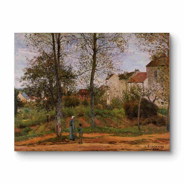 "Camille Pissarro's 'Mother and Child in Sunlit Orchard' - Hand-Painted Impressionist Oil Painting Reproduction"