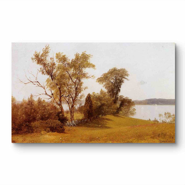 "Albert BIerstadt's 'Golden Autumn Landscape' - Hand-Painted Oil Painting Reproduction"