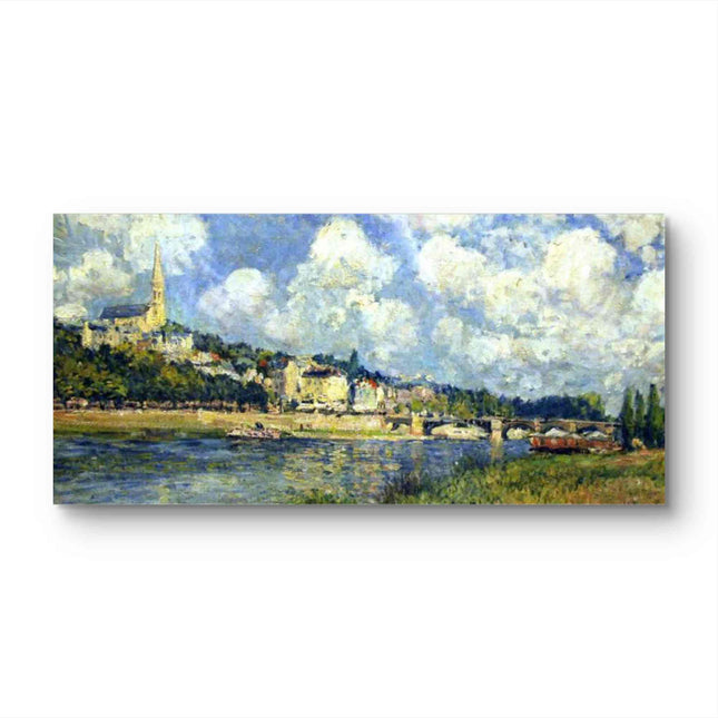 "Claude Monet's 'Riverside Town at Dusk' - Hand-Painted Impressionist Oil Painting Reproduction"