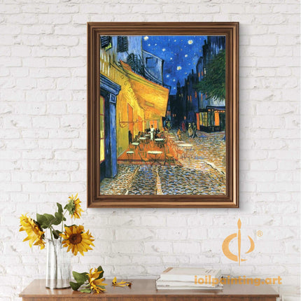 "Vincent van Gogh 'Café Terrace at Night' Museum-Quality Reproduction - Iconic Post-Impressionist Oil Painting"