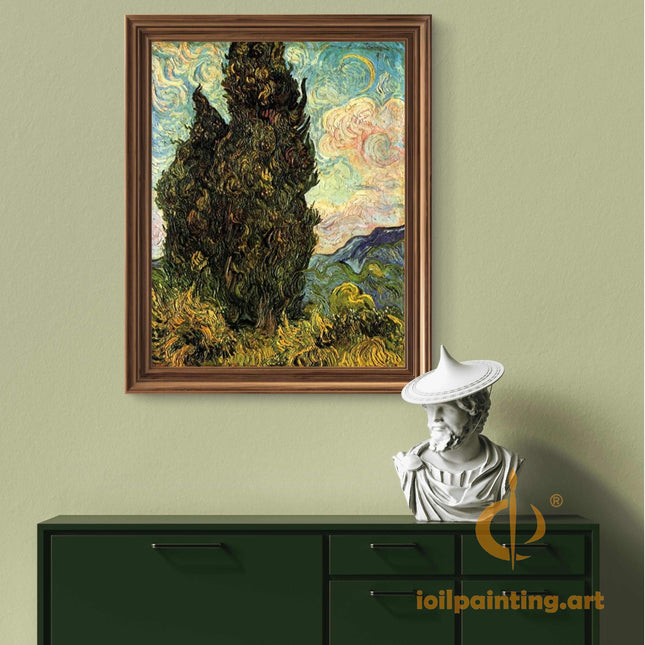 "Vincent van Gogh's 'Cypress Tree' - Premium Hand-Painted Oil Reproduction on Canvas"