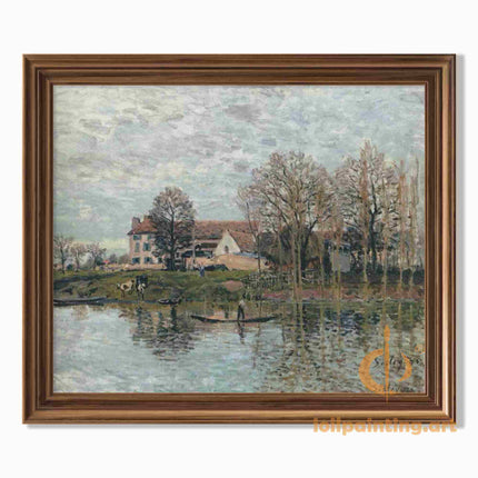 "Alfred Sisley's 'Riverside Pastoral' - Hand-Painted Impressionist Oil Painting Reproduction"