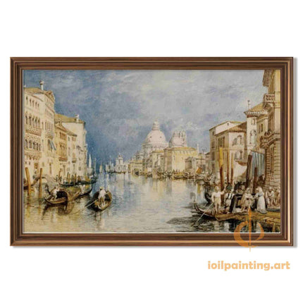 "William Turner's 'Venetian Canal at Dusk' - Hand-Painted Oil Painting Reproduction"