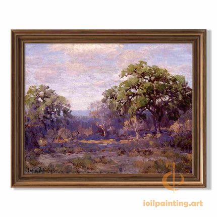 "Julian Onderdonk's 'Serene Oak Grove' Oil Painting Reproduction - Majestic Trees Landscape on Canvas"