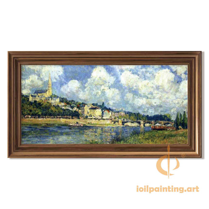 "Claude Monet's 'Riverside Town at Dusk' - Hand-Painted Impressionist Oil Painting Reproduction"