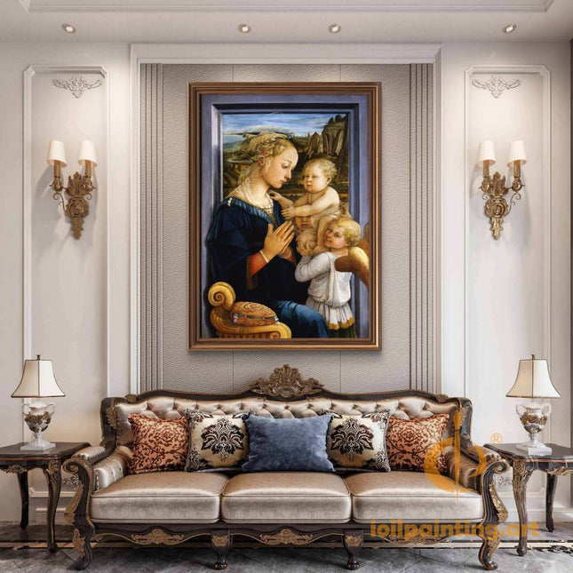 "Sandro Botticelli's 'Madonna and Child with Angels' - Hand-Painted Renaissance Oil Painting Reproduction"