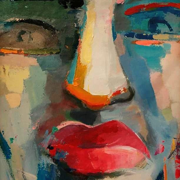 "Expressive Abstract Face Oil Painting - Bold Colorful Portrait Art for Modern Interiors | Handmade Wall Decor"