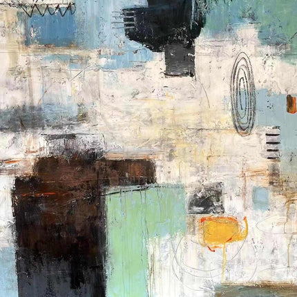 "Minimalist Abstract Oil Painting Reproduction – Modern Geometric Wall Art with Bold Contrast"