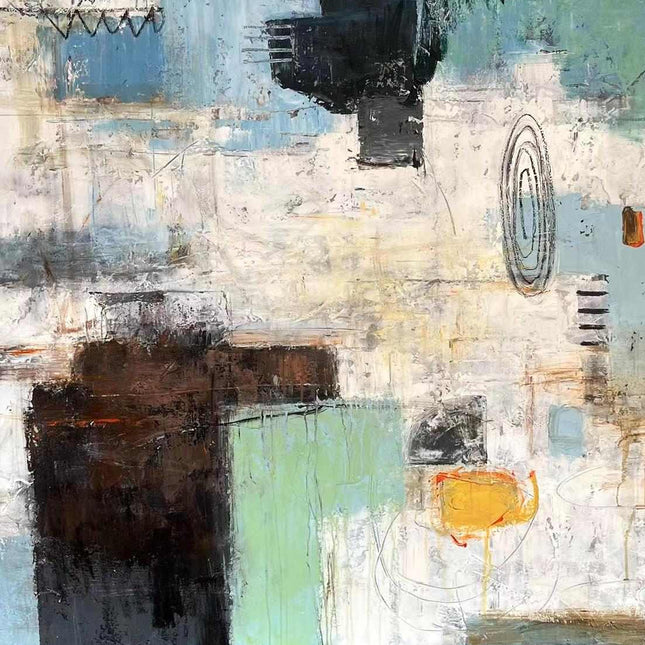 "Minimalist Abstract Oil Painting Reproduction – Modern Geometric Wall Art with Bold Contrast"