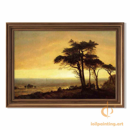 "Ivan Aivazovsky's 'Sunset by the Sea' - Hand-Painted Romantic Oil Painting Reproduction"
