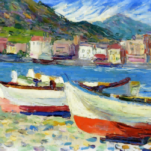 "Mediterranean Harbor Charm - Premium Hand-Painted Oil Reproduction on Canvas"