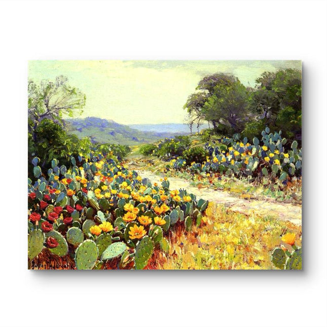 "Julian Onderdonk's 'Desert Cactus Bloom' - Premium Hand-Painted Oil Reproduction on Canvas"