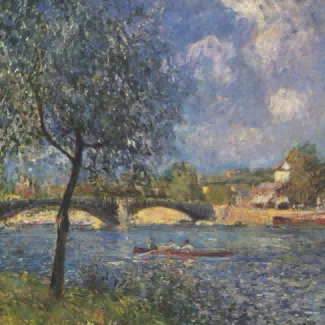 "Alfred Sisley's 'Tranquil Riverside' - Hand-Painted Impressionist Oil Painting Reproduction"
